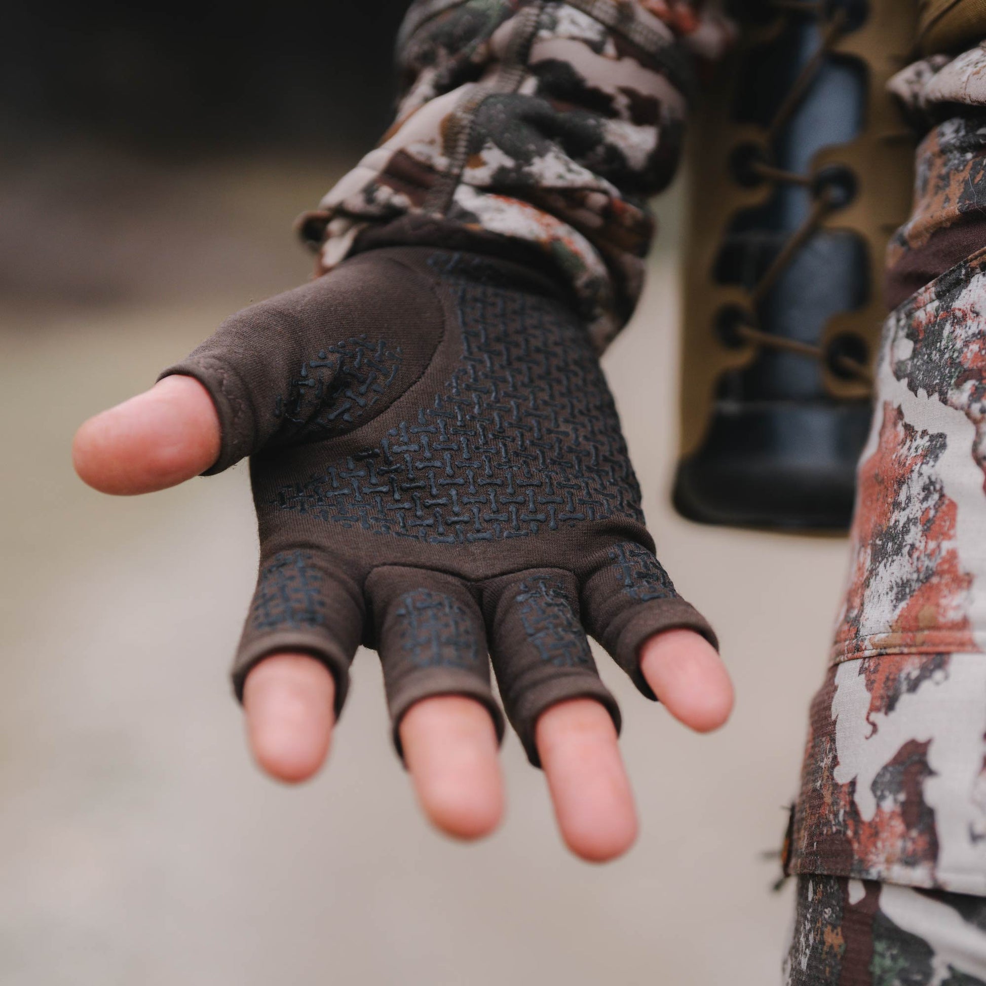 First Lite Rugged Wool Half Finger Glove